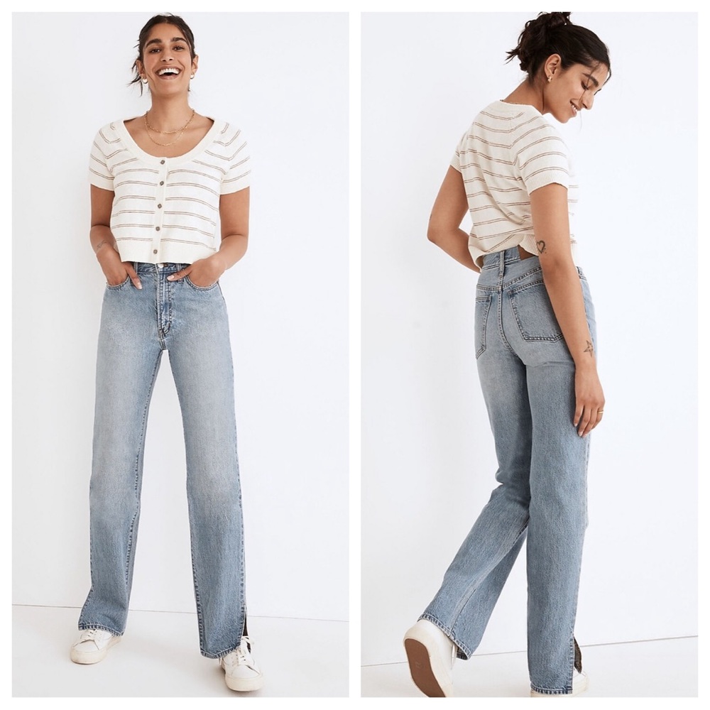Madewell The Perfect Vintage Straight Jeans Applefield Wash Side Slit Edition 26
